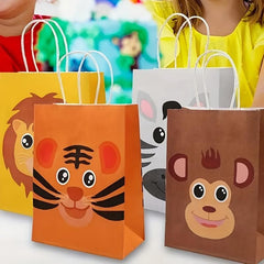6pcs Animal Candy Bag Birthday Party Handle Jungle Themed Party Supplies