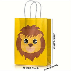 6pcs Animal Candy Bag Birthday Party Handle Jungle Themed Party Supplies