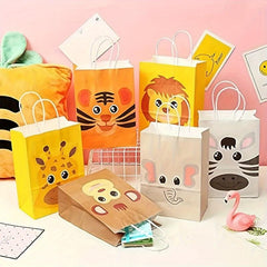 6pcs Animal Candy Bag Birthday Party Handle Jungle Themed Party Supplies