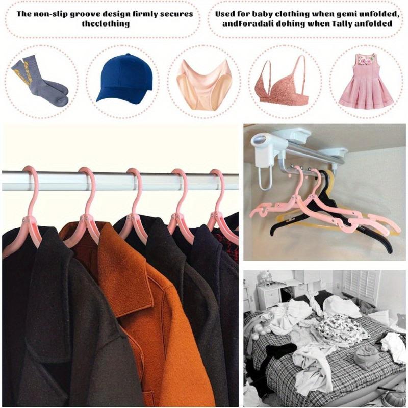 5 Piece Folding Travel Clothes Hanger Compact Portable Plastic Clothes Hanger