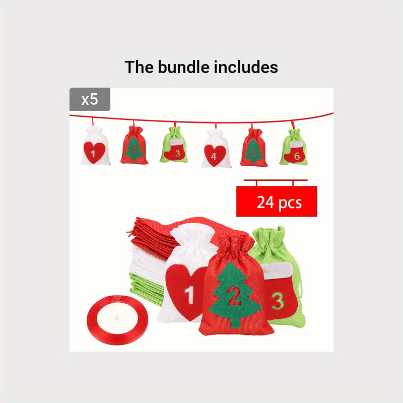 Christmas Countdown Linen Bag Set for Retail Stores