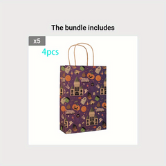 4pcs Halloween Gift Bag Pumpkin Ghost Tote Brown Paper Bag