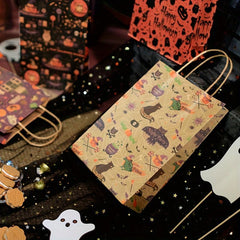 4pcs Halloween Gift Bag Pumpkin Ghost Tote Brown Paper Bag