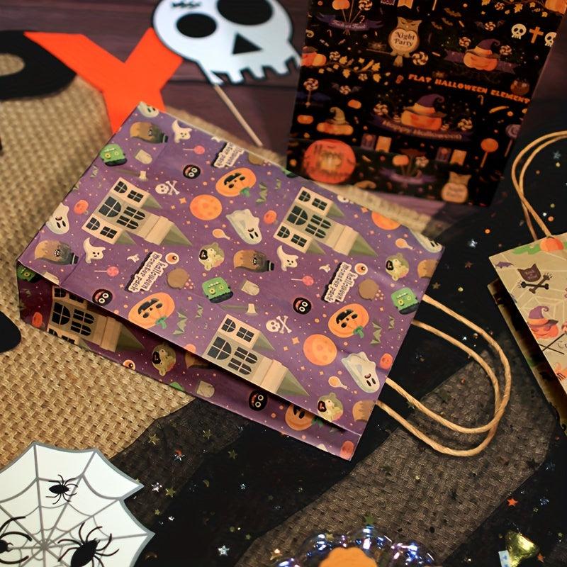 4pcs Halloween Gift Bag Pumpkin Ghost Tote Brown Paper Bag
