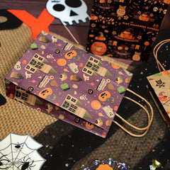4pcs Halloween Gift Bag Pumpkin Ghost Tote Brown Paper Bag