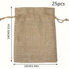 25pcs Burlap Jewelry Bags Drawstring Gift Storage DIY Crafts Store