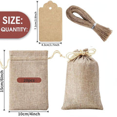 Burlap Gift Bags Drawstring & Gift Tags DIY Wedding Party Christmas