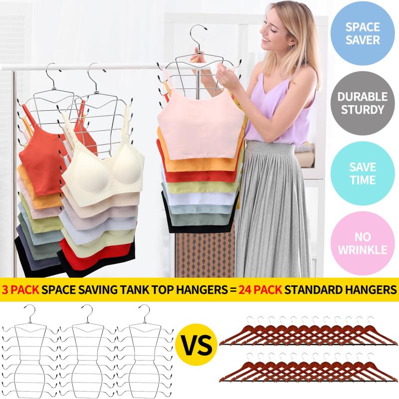 3 Pack 8 Tier Tank Top Hanger Closet Organizer