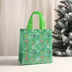 5pcs Christmas Gift Tote Bag Printed Shopping Packaging Bag Party Candy Gift Bag