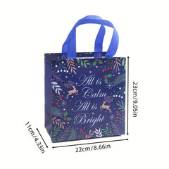 5pcs Christmas Gift Tote Bag Printed Shopping Packaging Bag Party Candy Gift Bag