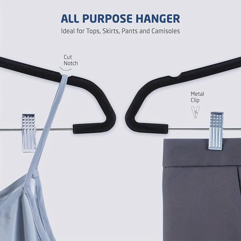 10pcs Velvet Hangers With Clips Non-slip Pants Hangers