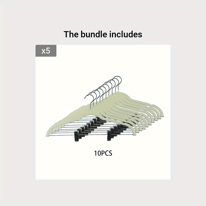 10pcs Velvet Hangers With Clips Non-slip Pants Hangers