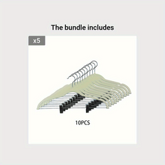10pcs Velvet Hangers With Clips Non-slip Pants Hangers