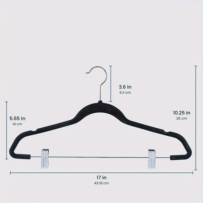 10pcs Velvet Hangers With Clips Non-slip Pants Hangers