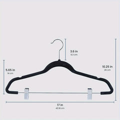 10pcs Velvet Hangers With Clips Non-slip Pants Hangers