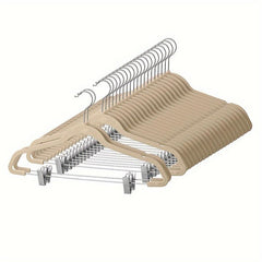 10pcs Velvet Hangers With Clips Non-slip Pants Hangers