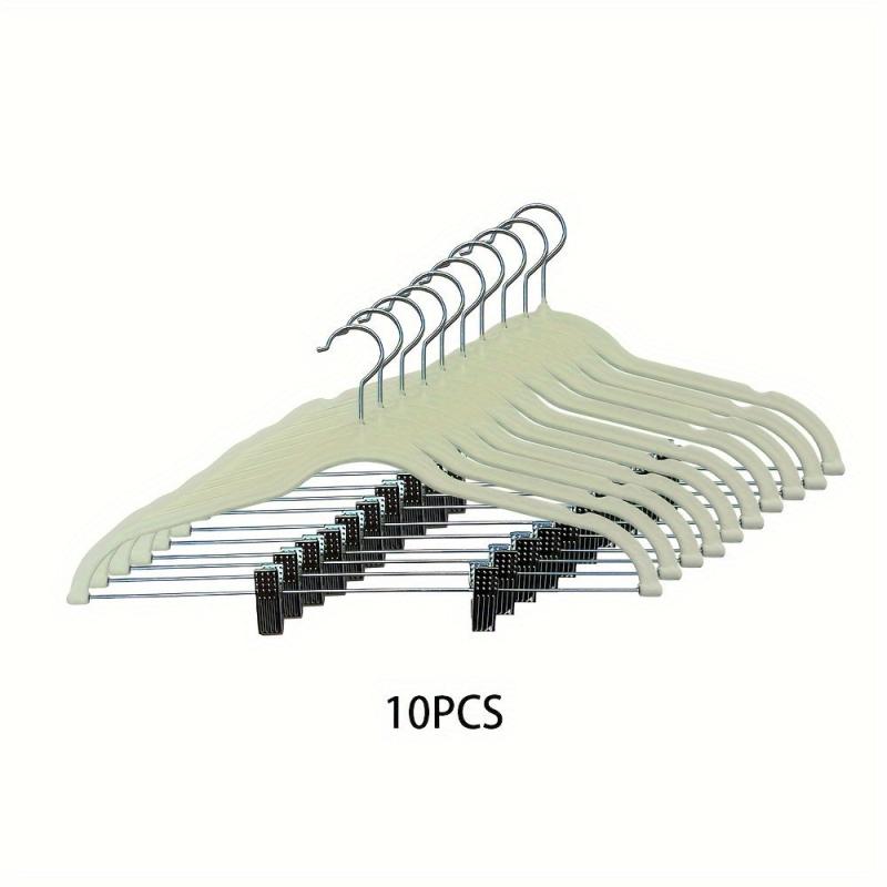 10pcs Velvet Hangers With Clips Non-slip Pants Hangers