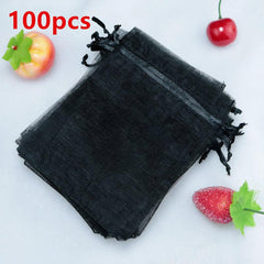 100pcs Organza Drawstring Storage Bags 6.99x8.99cm