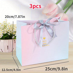3pcs Pink Gradient Gift Bags for Wedding Party