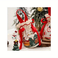 1pc Christmas Bag Treat Bags For Guests Canvas Reusable Party Favor Bag