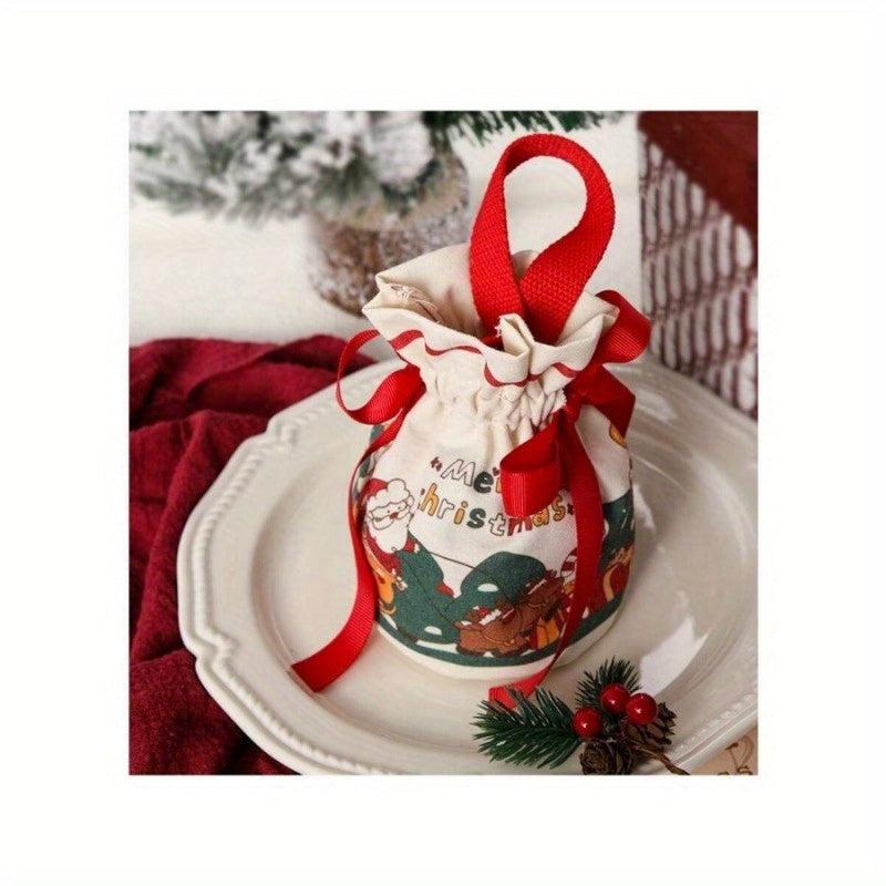 1pc Christmas Bag Treat Bags For Guests Canvas Reusable Party Favor Bag