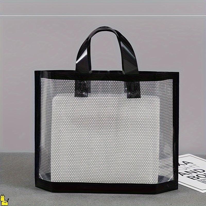 10pcs Transparent PE Grid Tote Gift Bag Tote Shopping Bag Tote Storage Bag