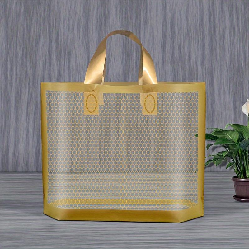 10pcs Transparent PE Grid Tote Gift Bag Tote Shopping Bag Tote Storage Bag