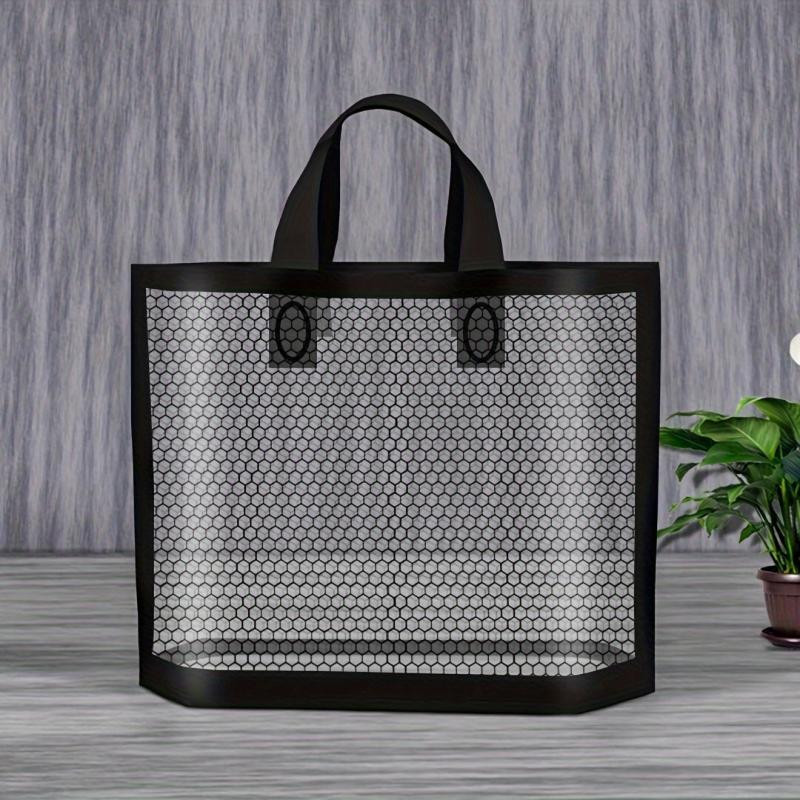 10pcs Transparent PE Grid Tote Gift Bag Tote Shopping Bag Tote Storage Bag