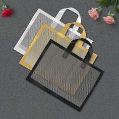 10pcs Transparent PE Grid Tote Gift Bag Tote Shopping Bag Tote Storage Bag