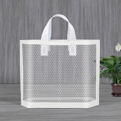 10pcs Transparent PE Grid Tote Gift Bag Tote Shopping Bag Tote Storage Bag