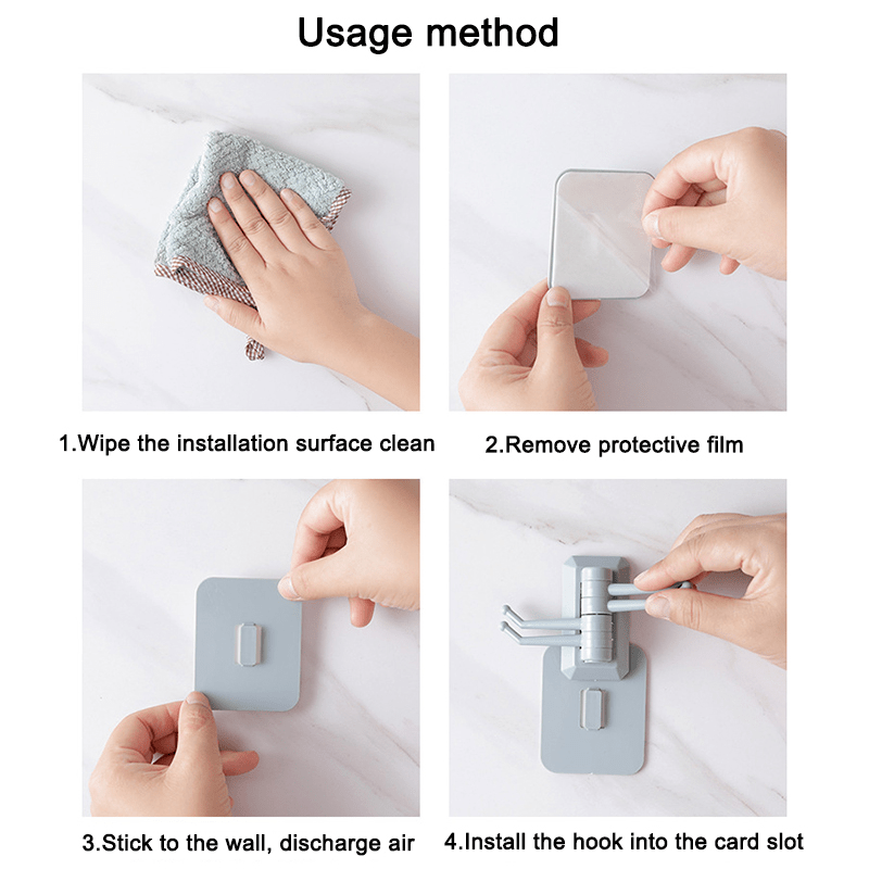 3pcs Seamless Adhesive Bathroom Wall Towel Hook