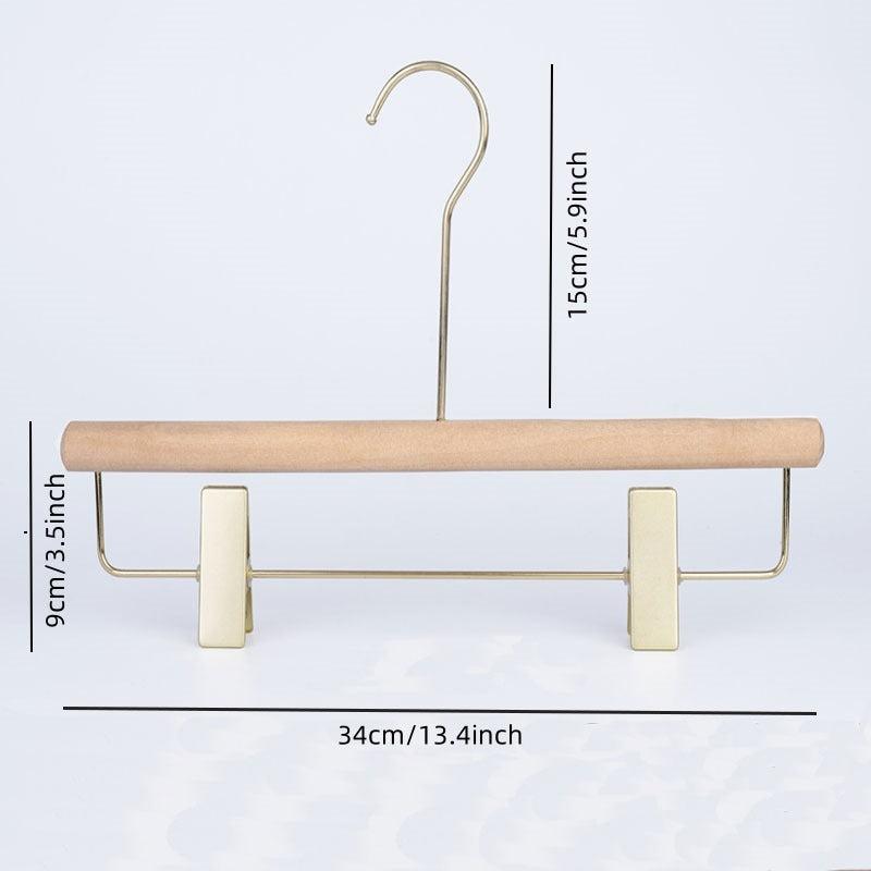 5pcs Non-slip Wooden Pants Hangers with Metal Clips