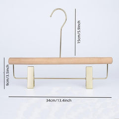 5pcs Non-slip Wooden Pants Hangers with Metal Clips