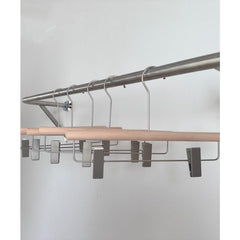 5pcs Non-slip Wooden Pants Hangers with Metal Clips