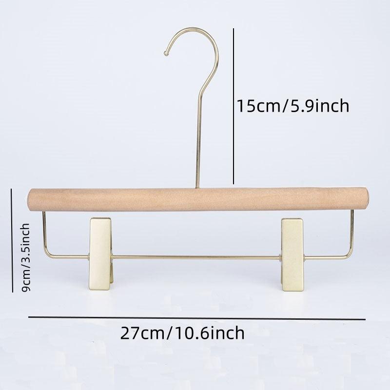 5pcs Non-slip Wooden Pants Hangers with Metal Clips