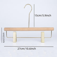 5pcs Non-slip Wooden Pants Hangers with Metal Clips