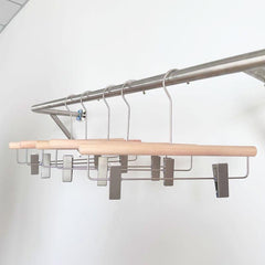 5pcs Non-slip Wooden Pants Hangers with Metal Clips