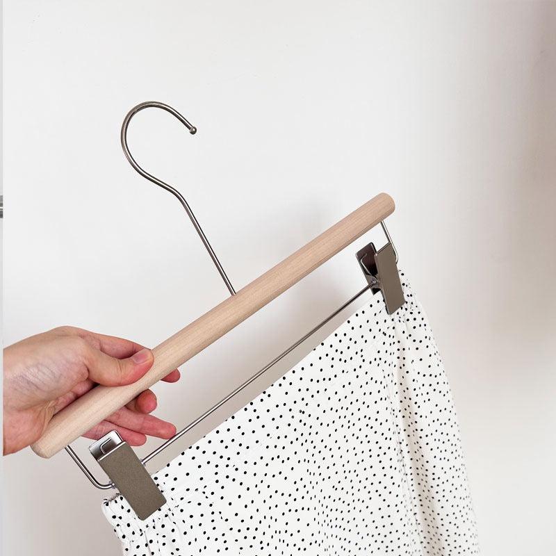 5pcs Non-slip Wooden Pants Hangers with Metal Clips