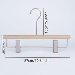 5pcs Non-slip Wooden Pants Hangers with Metal Clips
