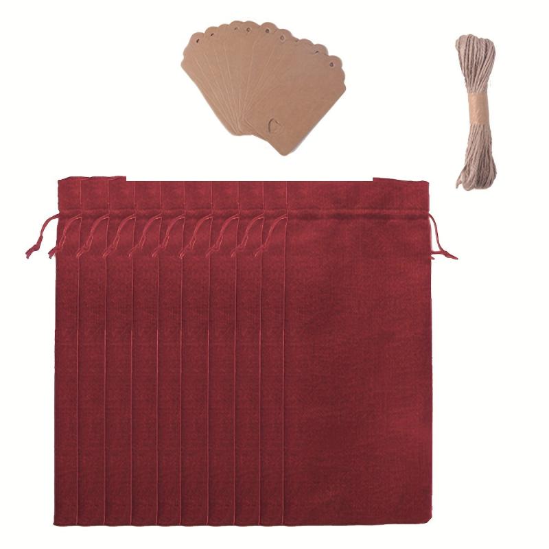 10pcs Burlap Wine Bags Drawstring Reusable Wine Bottle Bags