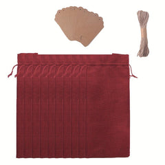 10pcs Burlap Wine Bags Drawstring Reusable Wine Bottle Bags