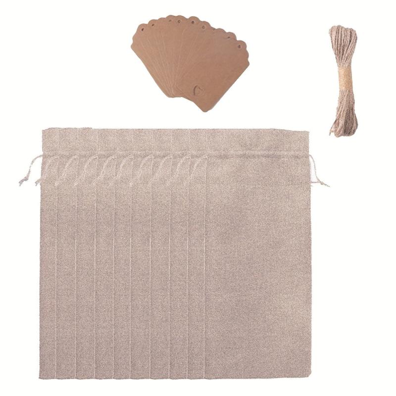 10pcs Burlap Wine Bags Drawstring Reusable Wine Bottle Bags