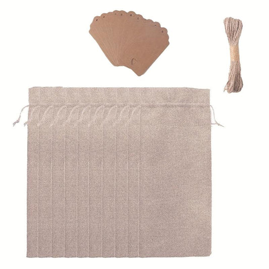 10pcs Burlap Wine Bags Drawstring Reusable Wine Bottle Bags