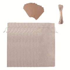 10pcs Burlap Wine Bags Drawstring Reusable Wine Bottle Bags