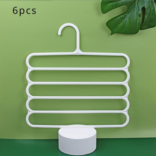 6pcs 5 Layer Racks Scarf Hanger Trouser Rack For Clothes Store