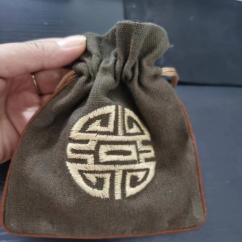 5pcs Linen Drawstring Gift Bags for Storage
