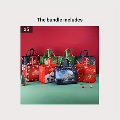 8pcs Christmas Gift Bags Tote Bags Reusable Handles Non Woven Treat Bags