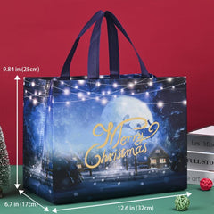 8pcs Christmas Gift Bags Tote Bags Reusable Handles Non Woven Treat Bags