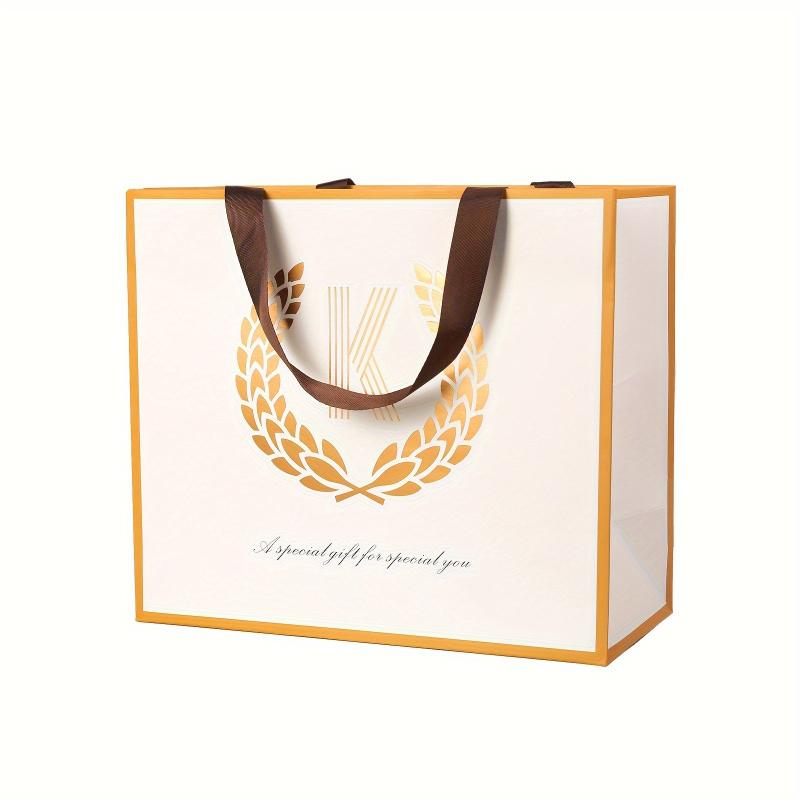BEEWEEL Large Gift Bag Reusable Golden Foil Alphabet Initial Letter Bag