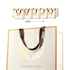 BEEWEEL Large Gift Bag Reusable Golden Foil Alphabet Initial Letter Bag